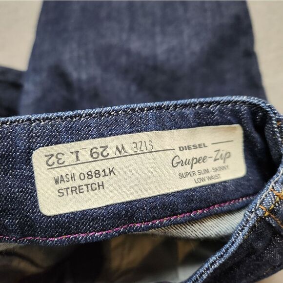 DIESEL grupee Zip women's jeans - diesel Super Slim - Skinny - Low Waist Sz 29 - Picture 6 of 14